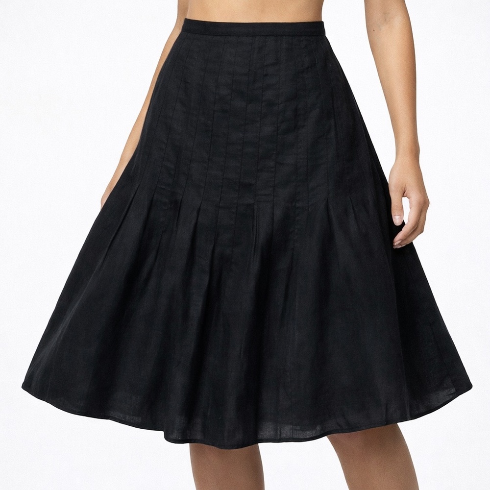 LOFT Black A-Line Midi Skirt